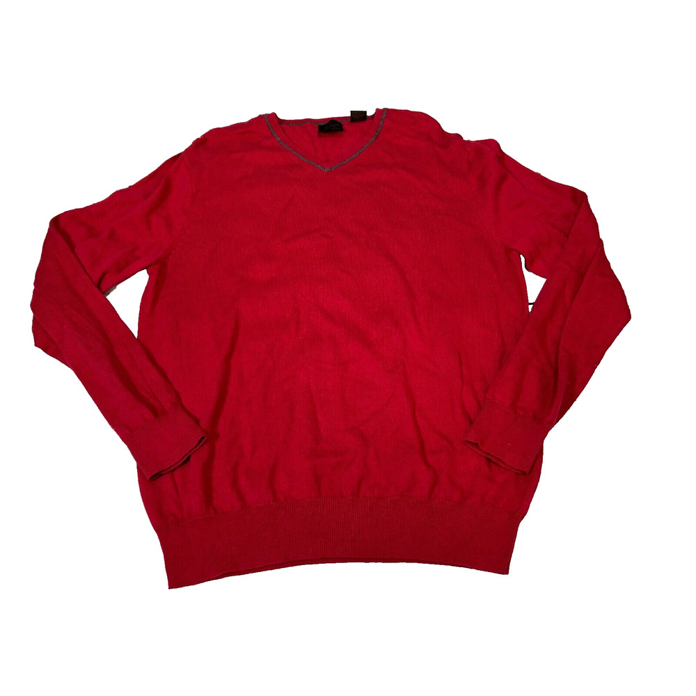 Joseph Jos A Bank Mens Red Cotton Cashmere‎ V-Neck Pullover Sweater M